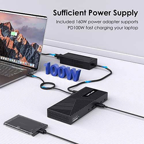 WAVLINK DisplayLink Docking Station Triple Monitor 4K@60Hz for 3 Monitors, 100W Charging for Thunderbolt 4/3, USB C M1 M2 M3 M4 Mac/Windows/Chrome - 3 HDMI, 2 DP, 6 USB Ports, 160W Power, LAN, Audio - Image 5