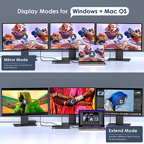 WAVLINK DisplayLink Docking Station Triple Monitor 4K@60Hz for 3 Monitors, 100W Charging for Thunderbolt 4/3, USB C M1 M2 M3 M4 Mac/Windows/Chrome - 3 HDMI, 2 DP, 6 USB Ports, 160W Power, LAN, Audio - Image 4
