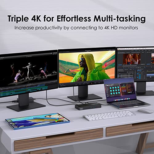 WAVLINK DisplayLink Docking Station Triple Monitor 4K@60Hz for 3 Monitors, 100W Charging for Thunderbolt 4/3, USB C M1 M2 M3 M4 Mac/Windows/Chrome - 3 HDMI, 2 DP, 6 USB Ports, 160W Power, LAN, Audio - Image 3