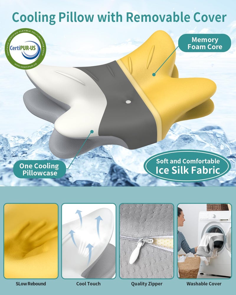 Tujami Cervical Neck Pillow for Pain Relief - Ergonomic Pillow Memory Foam Pillows for Sleeping, Cooling Orthopedic Neck Support Pillow, Contour Cervical Pillow Bed Pillow for Back Stomach Sleepers - Image 3