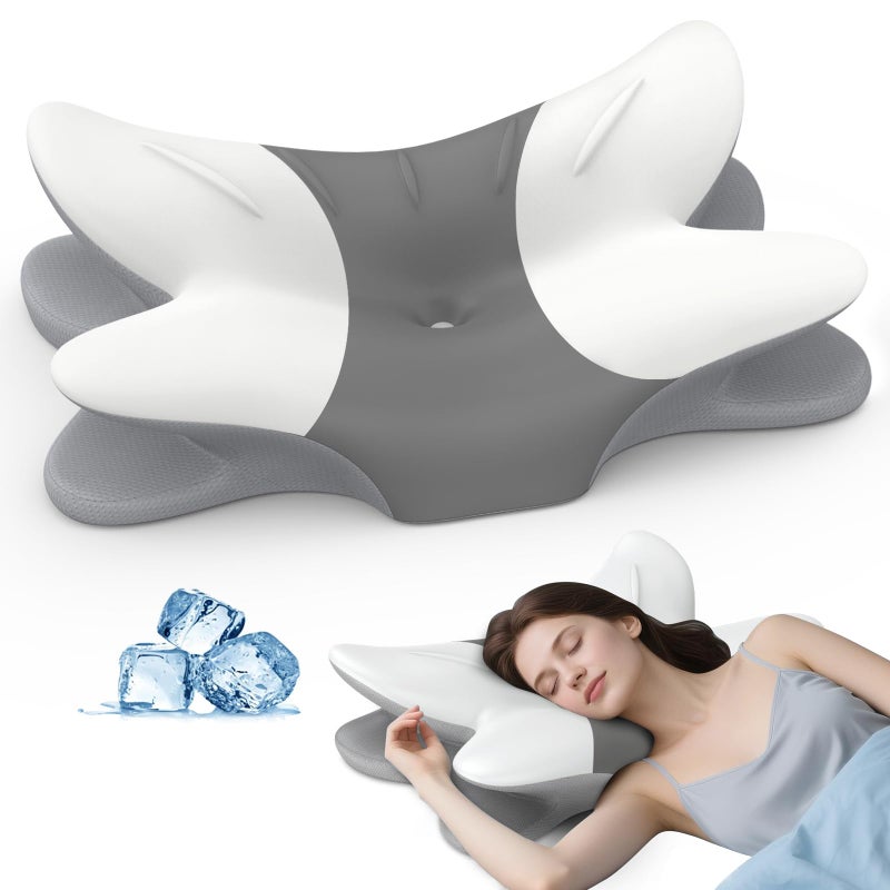 Tujami Cervical Neck Pillow for Pain Relief - Ergonomic Pillow Memory Foam Pillows for Sleeping, Cooling Orthopedic Neck Support Pillow, Contour Cervical Pillow Bed Pillow for Back Stomach Sleepers - Image 1