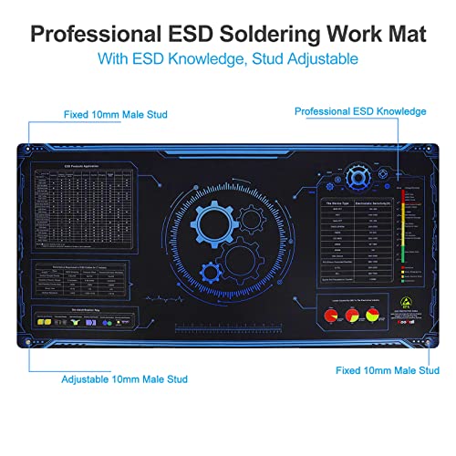 KooMall Large 48x24 Inch Anti Static Mat, Soldering Rubber Mat for PC Building, ESD Sensitive Device Repair, Assembly Work, with ESD Grounding Plug,Cord,Wrist Strap Bracelets Wristband,Heat Resistant - Image 5