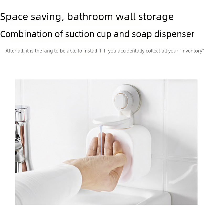 Bathroom Manual Soap Box Creative Suction Cup Soap Press Wall-Mounted Punch-Free Plastic Soap Dispenser 200ml(Black) - Image 2