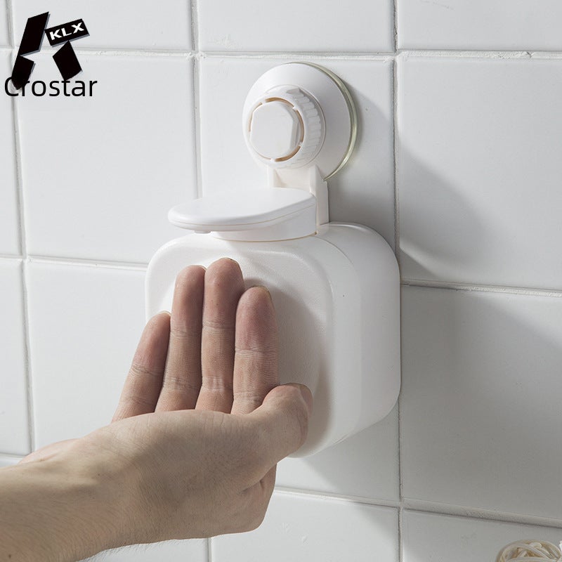 Bathroom Manual Soap Box Creative Suction Cup Soap Press Wall-Mounted Punch-Free Plastic Soap Dispenser 200ml(Black) - Image 3