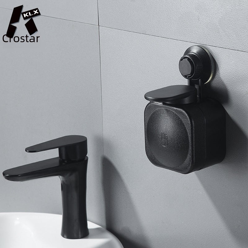 Bathroom Manual Soap Box Creative Suction Cup Soap Press Wall-Mounted Punch-Free Plastic Soap Dispenser 200ml(Black) - Image 5