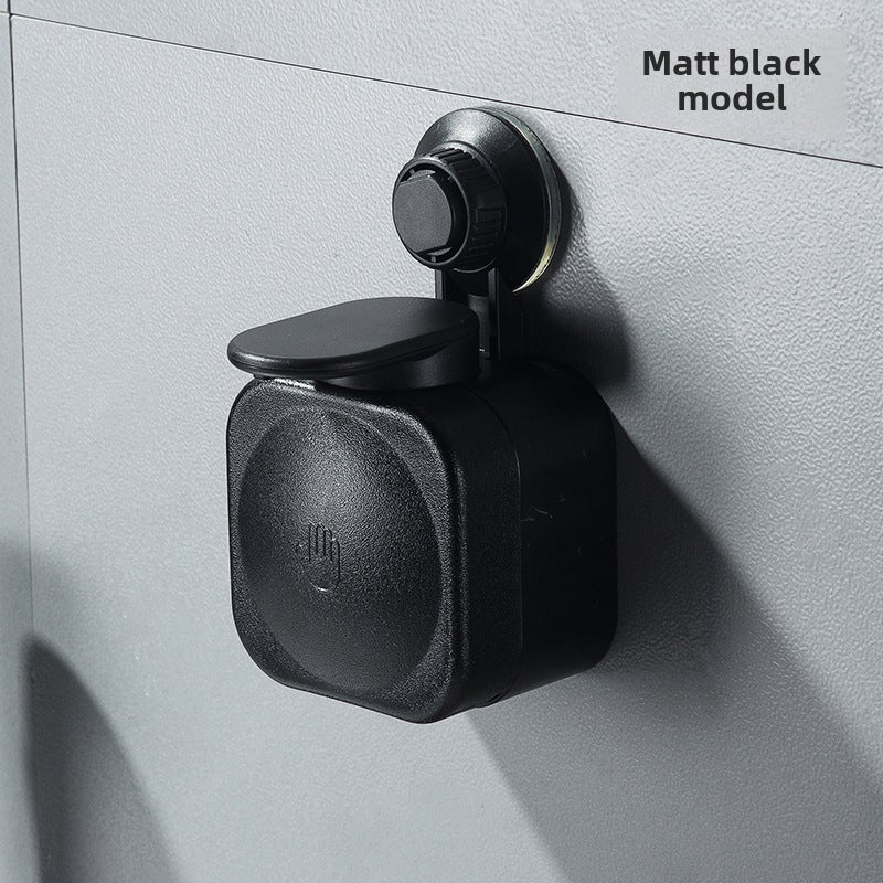 Bathroom Manual Soap Box Creative Suction Cup Soap Press Wall-Mounted Punch-Free Plastic Soap Dispenser 200ml(Black) - Image 1