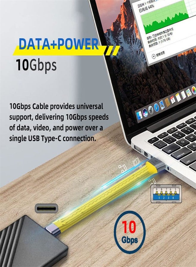 cablecc Yellow 10Gbps USB 3.1 Type C Male to USB3.0 Type A Male Flat Slim FPC Data Cable for Laptop & Phone - Image 3