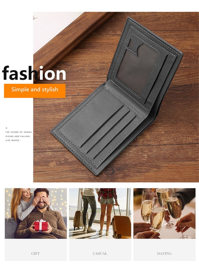 محفظة رجالية كلاسيكية متعددة البطاقات - محفظة أعمال صغيرة الحجم من الجلد عالي الجودة - لون أسود