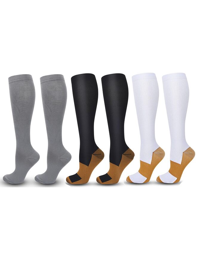 3 PCS Compression Sock-Compression Sock For Women and Men Circulation -Best for Running Nursing Athletic Sports XL - Image 2