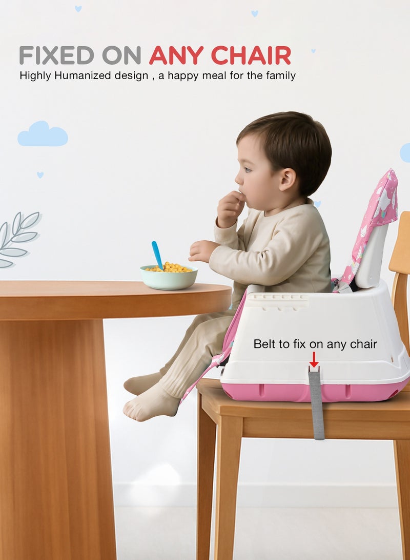 BAYBEE 4 In 1 Nuvella Convertible Baby High Chair For Kids With Adjustable Height And Footrest Baby Chair Toddler Feeding Chair Booster Seat With Food Tray, Wheels &  Safety Belt Kids High Chair For Baby Toddlers 6 Months To 4 Years Pink - Image 4