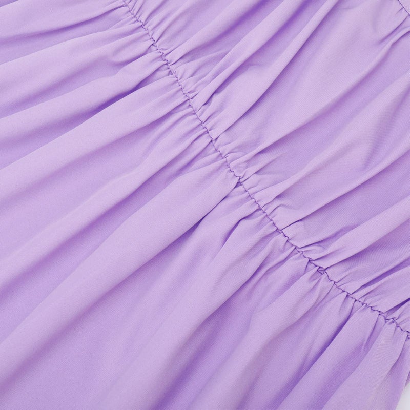 HEQU Regency Dresses for Women with Satin Sash Ruffle Empire Waist Dress Gown (S, Violet) - Image 4