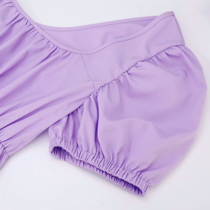 HEQU Regency Dresses for Women with Satin Sash Ruffle Empire Waist Dress Gown (S, Violet) - Image 2