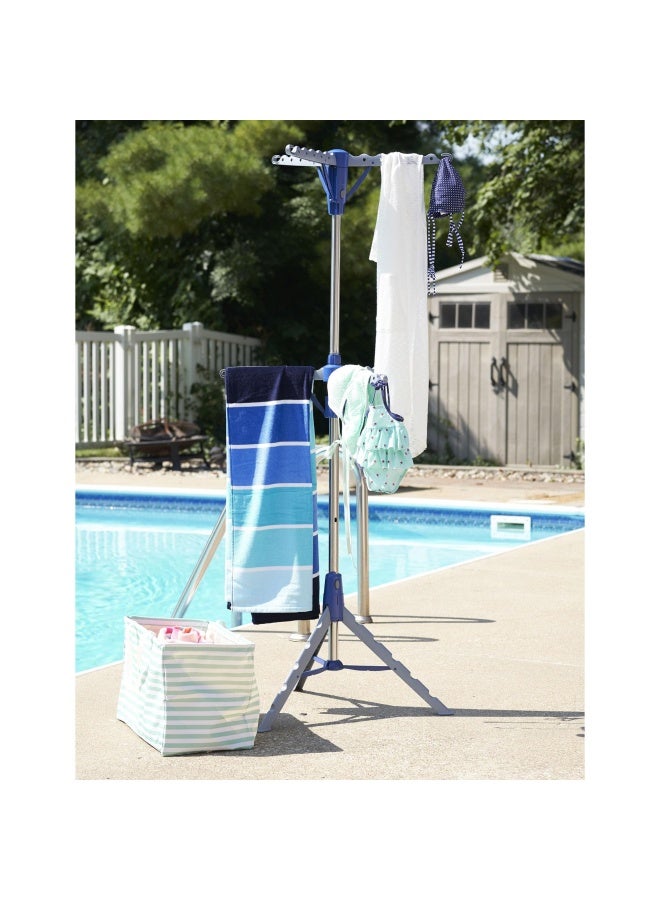 Household Essentials 5012 1 Portable 2 Tier Clothes Drying Rack Tri Pod Dry Wet Laundry Or Hang Clothes Silver And Blue - Image 3