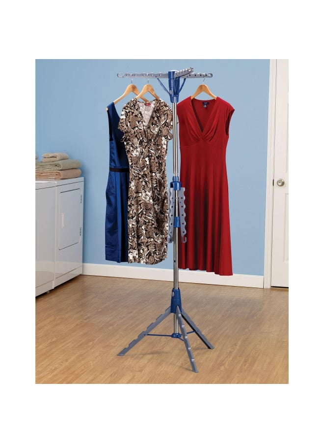Household Essentials 5012 1 Portable 2 Tier Clothes Drying Rack Tri Pod Dry Wet Laundry Or Hang Clothes Silver And Blue - Image 2