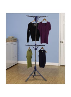 Household Essentials Household Essentials 5012 1 Portable 2 Tier Clothes Drying Rack Tri Pod Dry Wet Laundry Or Hang Clothes Silver And Blue  - Image 4
