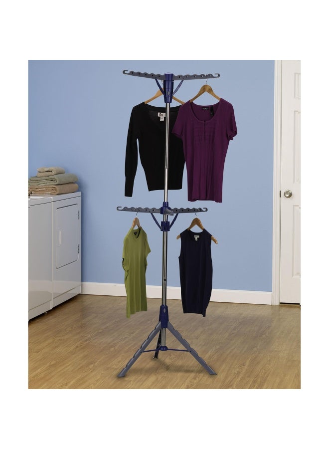 Household Essentials 5012 1 Portable 2 Tier Clothes Drying Rack Tri Pod Dry Wet Laundry Or Hang Clothes Silver And Blue - Image 4