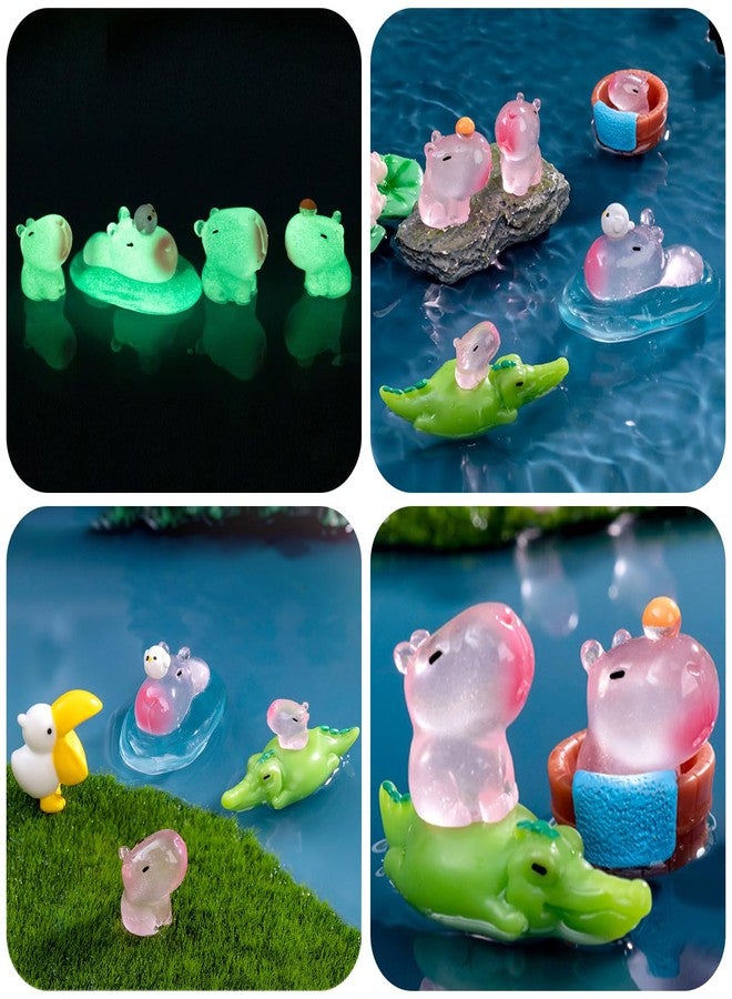 EVERMARKET 16 Pieces Mini Luminous Capybara Figurines for Crafts,Tiny Resin Glowing Capybara Dollhouse Miniatures Mini Animals for Car Dashboard Fairy Garden Micro Landscaping Plant Decoration (Multicolor) - Image 4