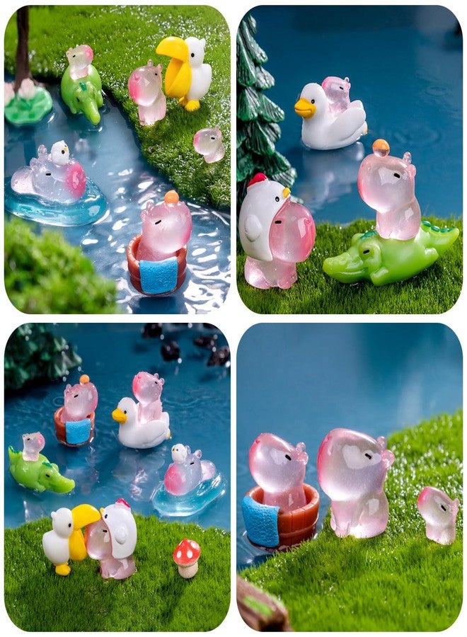 EVERMARKET 16 Pieces Mini Luminous Capybara Figurines for Crafts,Tiny Resin Glowing Capybara Dollhouse Miniatures Mini Animals for Car Dashboard Fairy Garden Micro Landscaping Plant Decoration (Multicolor) - Image 5