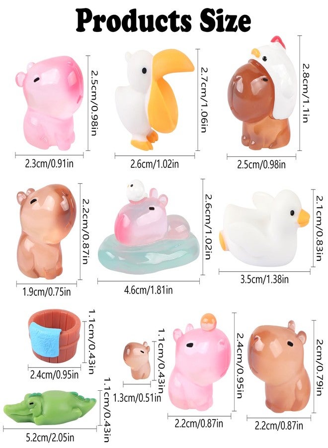 EVERMARKET 16 Pieces Mini Luminous Capybara Figurines for Crafts,Tiny Resin Glowing Capybara Dollhouse Miniatures Mini Animals for Car Dashboard Fairy Garden Micro Landscaping Plant Decoration (Multicolor) - Image 2