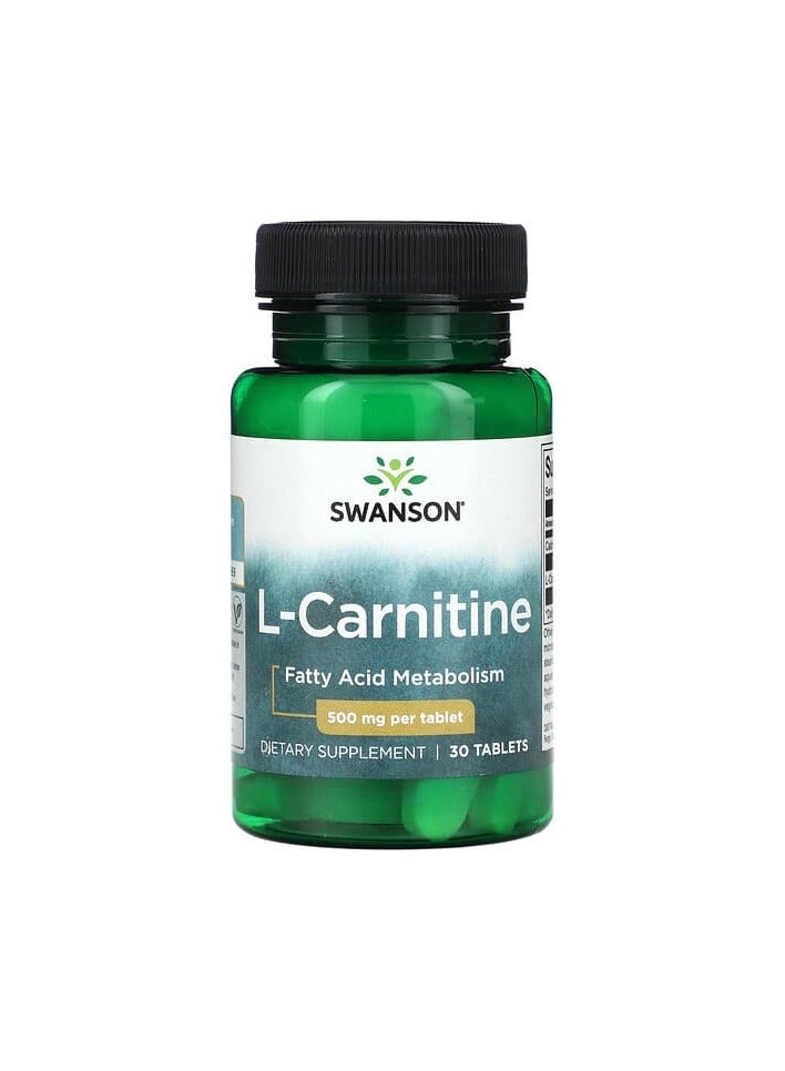 SWANSON L-Carnitine, 500 mg, 30 Tablets