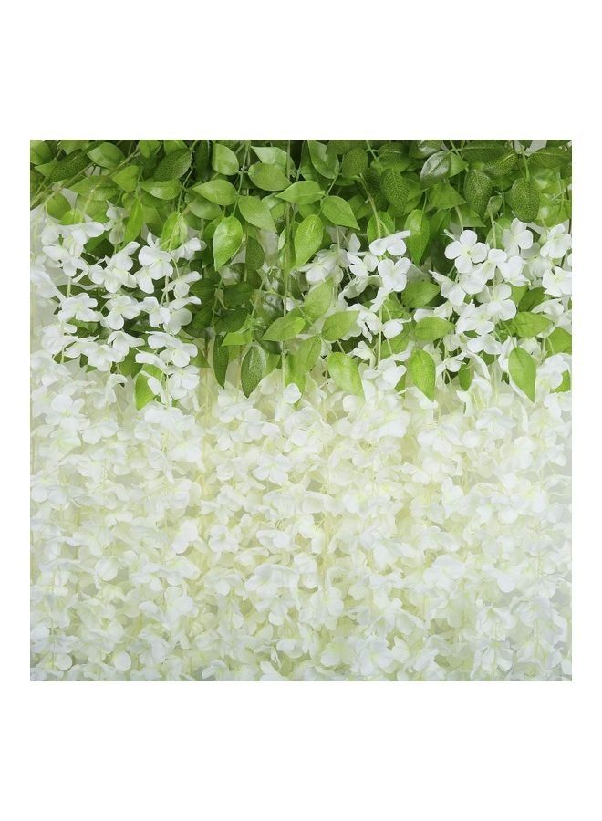 24-Piece Artificial Wisteria Vine Hanging Garland White/Green - Image 5