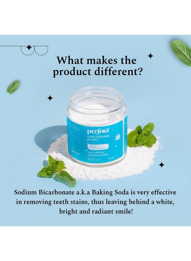 Perfora مسحوق تبييض الأسنان - 50 جرام | رعاية فموية آمنة للمينا لحل فعال لتبييض الأسنان | إزالة البقع وصيغة النعناع الثلاثي لانتعاش يدوم طويلاً | مص formulated مع بيكربونات الصوديوم - Image 2