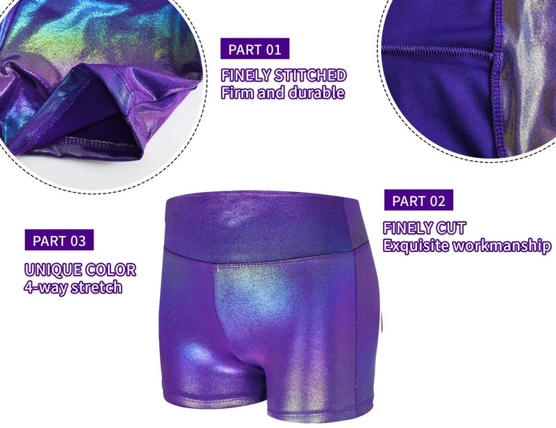 Nokecina Girls Gymnastics Leotard Size 6-7 Years Old Shiny Purple Heart Sleeveless Bodysuits Practice Outfits - Image 4