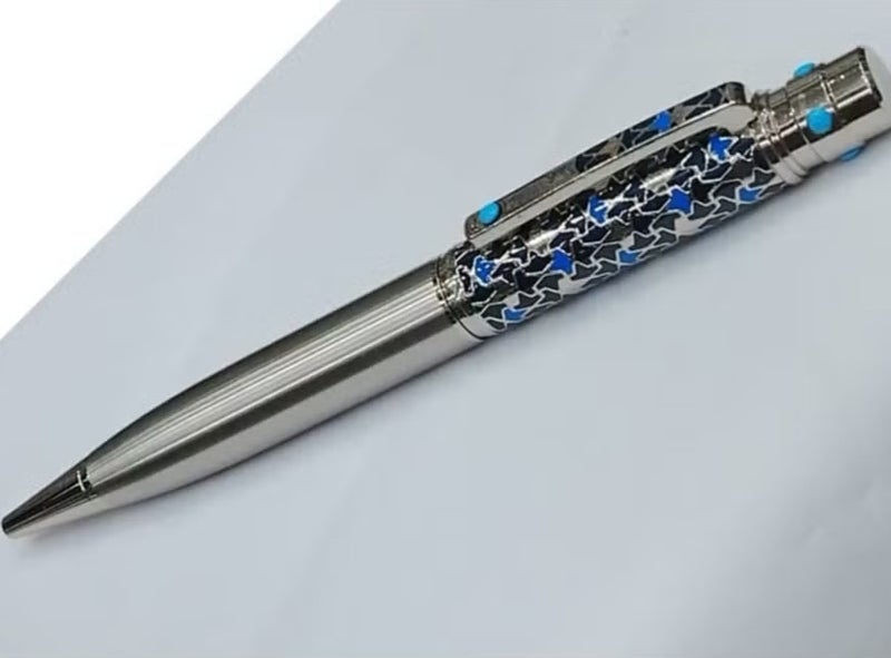 A ballpoint pen with designs inspired by Islamic art.