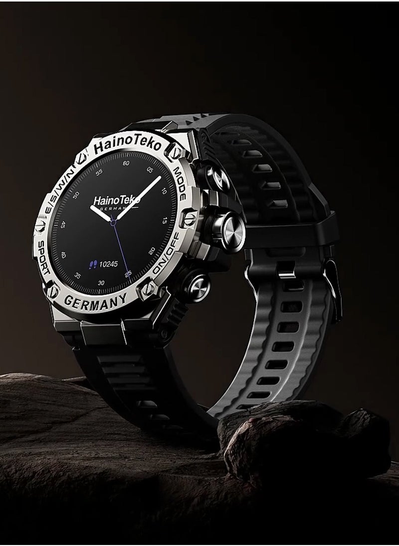 Haino Teko Germany RW39 Round Shape Large Screen AMOLED Display Smart Watch With 3 Pair Straps and Wireless Charger For Men's and Boys Black