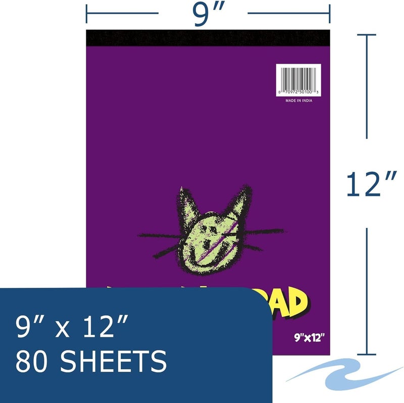 Roaring Spring Kids Doodle Paper Pad, 12-Pack, 9" x 12", 80 Sheets of Blank White Newsprint - Image 2