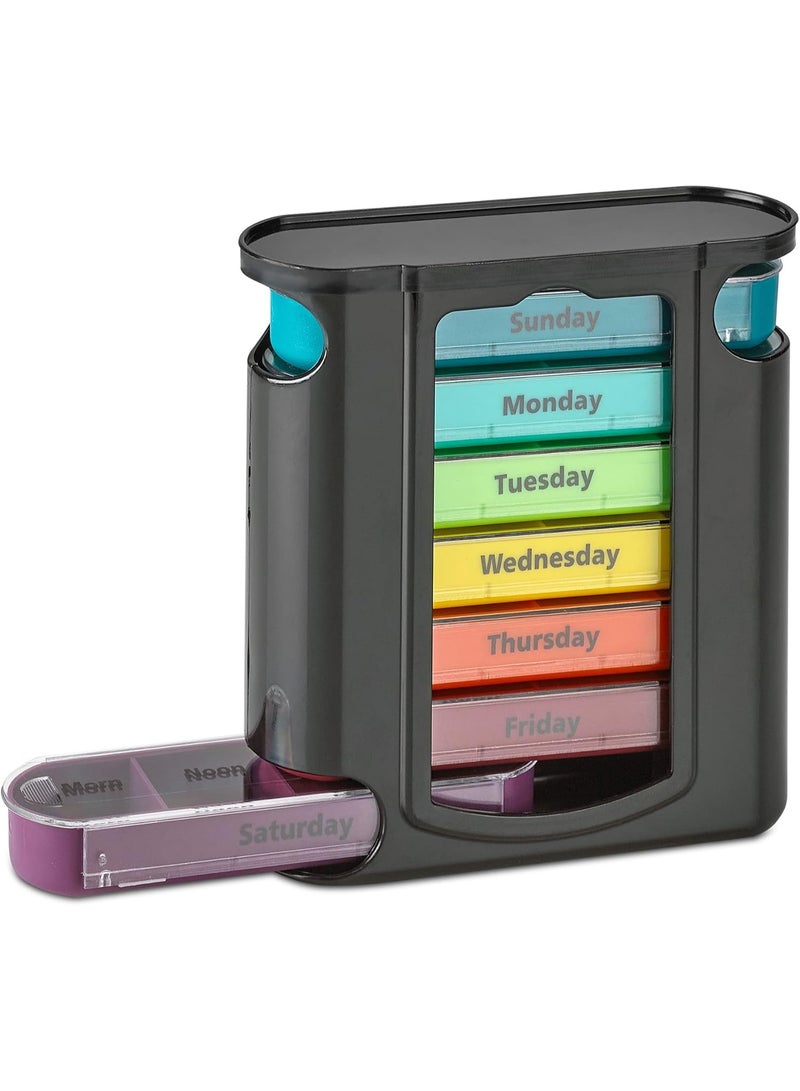 MEDca Stackable Daily Pill Organizer - (4 Times a Day) Weekly Medication Reminder - Premium Weekly AM/PM Pill Box with 7 Individual Stacking Cases, a Everyday Medicine Organizer for Vitamins