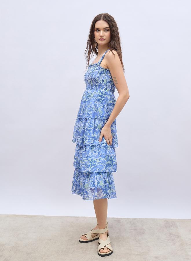 ستايلي فستان ميدي مكشكش بطبعات تجريدية - Image 3