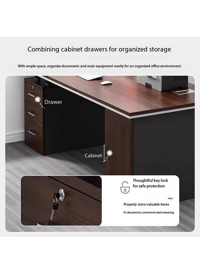 طاولة مكتب إدارية حديثة، طاولة كمبيوتر كبيرة بمقاس 120 سم مع 3 أدراج و1 خزانة، طاولة عمل للبالغين/طلاب/للعب/كتابة - Image 4