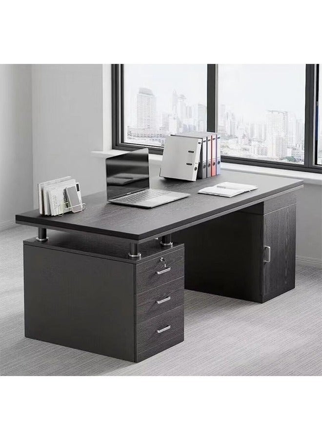 Modern Administrative Office Desk, 120cm Large Countertop Computer Desk with 3 Drawers and 1 Cabinet, Adult Student Work Desk/Game Desk/Writing desk - Image 1