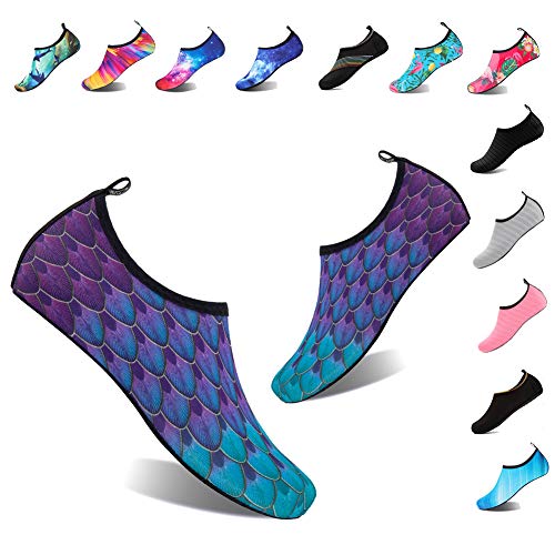 YALOX Water Shoes Women's Men's Outdoor Beach Swimming Aqua Socks Quick-Dry Barefoot Shoes Surfing Yoga Pool Exercise(YL-Blue/Green,34/35EU) - Image 1