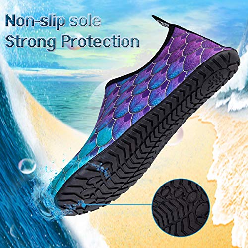 YALOX Water Shoes Women's Men's Outdoor Beach Swimming Aqua Socks Quick-Dry Barefoot Shoes Surfing Yoga Pool Exercise(YL-Blue/Green,34/35EU) - Image 3
