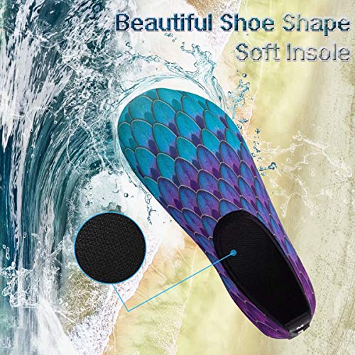 YALOX Water Shoes Women's Men's Outdoor Beach Swimming Aqua Socks Quick-Dry Barefoot Shoes Surfing Yoga Pool Exercise(YL-Blue/Green,34/35EU) - Image 2