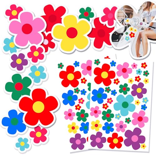Amabro 70 PCS Flowers Car Stickers Set Car Decals Bicycle Sticker Motorcycle Bus Scooter Vinyl Waterproof Stickers Outdoor for Window Journal Planner Laptop Luggage Decoration Color B - Image 1