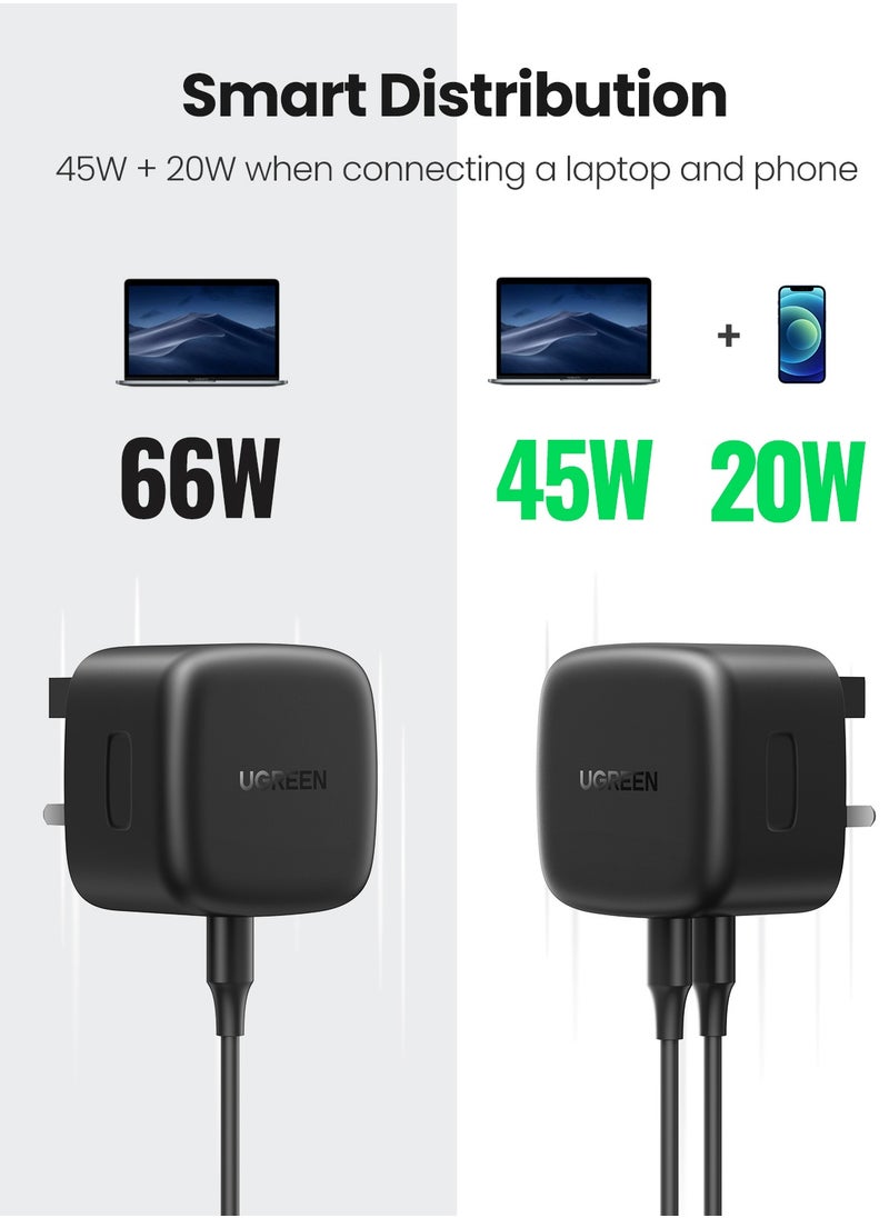Ugreen - PD 65W GaN Charger USB C Power Adapter Dual Type C Laptop Wall Charging Plug GaN Power Delivery Compatible with Macbook iPhone iPad Matebook Oneplus Huawei - Image 1