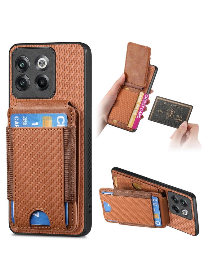 اس-توب جراب هاتف OnePlus 10T من ألياف الكربون مع حامل محفظة عمودي قابل للطي - Image 1