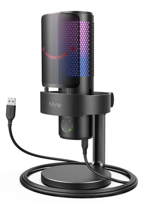 A9 AMPLIGAME RGB Omnidirectional Condenser Microphone with Built-In Volume Controls and Pick Up Pattern Switch for Voice Recording, Streaming, and Broadcast