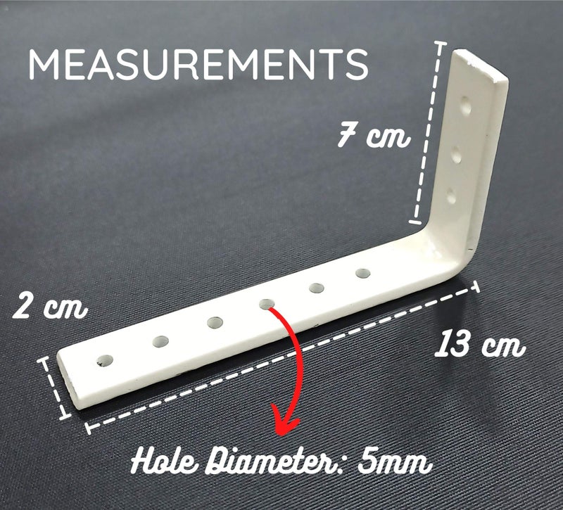 FAPBADRI Heavy Duty L Brackets Wall Mounted Shelf Supports, Material: MS (Mild Steel), Screws & Wallplugs Included, Colour: Ivory Powder Coated, Size: 13 cms, 2 Pieces - Image 2