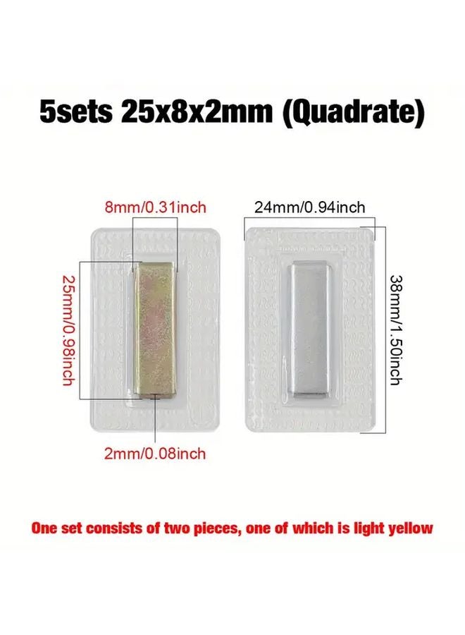 5 قطع 25x8x2 مم مشابك مغناطيسية غير مرئية من البولي فينيل كلوريد مربعة مستديرة مثبتات مقاومة للماء - Image 1