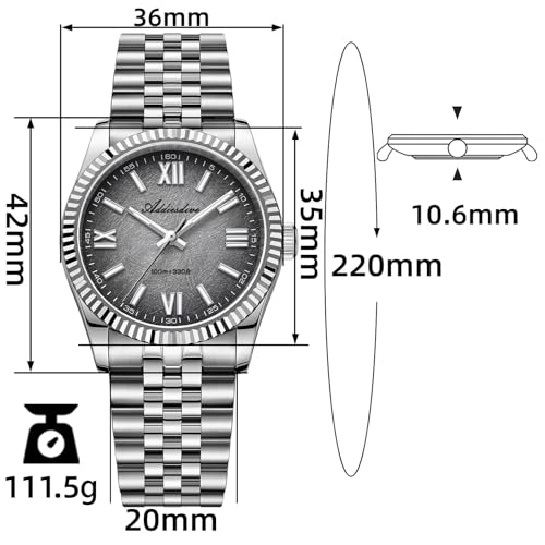 ADDIESDIVE Mens Luxury Watches Synthetic Sapphire Fluted Bezel VH Sweeping Second Movement 100 M Waterproof Watch for Swimming/Surfing - Image 2