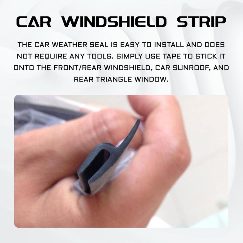 MLAHUIER 1.7M/5.6Ft Car Windshield Cowl Rubber Seal Strip, Front Rear Windshield Weather Black Molding Trim Stripping, Window Sunroof Seal for Most Cars Trucks SUVs - Image 5