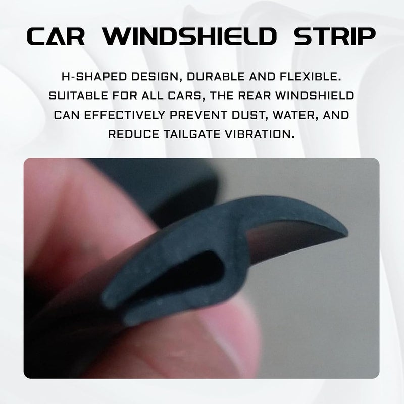 MLAHUIER 1.7M/5.6Ft Car Windshield Cowl Rubber Seal Strip, Front Rear Windshield Weather Black Molding Trim Stripping, Window Sunroof Seal for Most Cars Trucks SUVs - Image 3