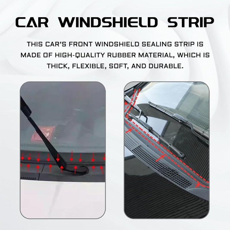 MLAHUIER 1.7M/5.6Ft Car Windshield Cowl Rubber Seal Strip, Front Rear Windshield Weather Black Molding Trim Stripping, Window Sunroof Seal for Most Cars Trucks SUVs - Image 4