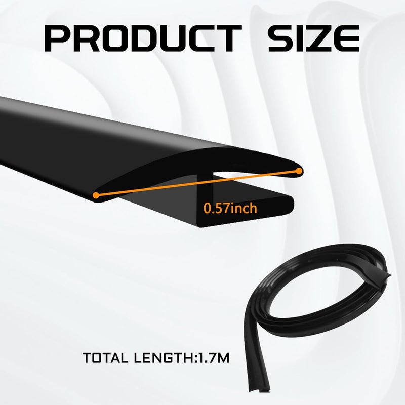 MLAHUIER 1.7M/5.6Ft Car Windshield Cowl Rubber Seal Strip, Front Rear Windshield Weather Black Molding Trim Stripping, Window Sunroof Seal for Most Cars Trucks SUVs - Image 2