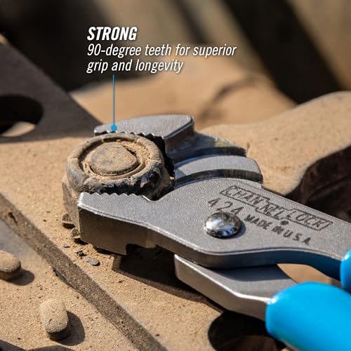 CHANNELLOCK 424 Straight Jaw Tongue & Groove Pliers, 4.5-inch, 1/2-inch Jaw Capacity, 3 Adjustments, 90° Teeth Grip in Both Directions, Made in USA, Polished Steel - Image 4