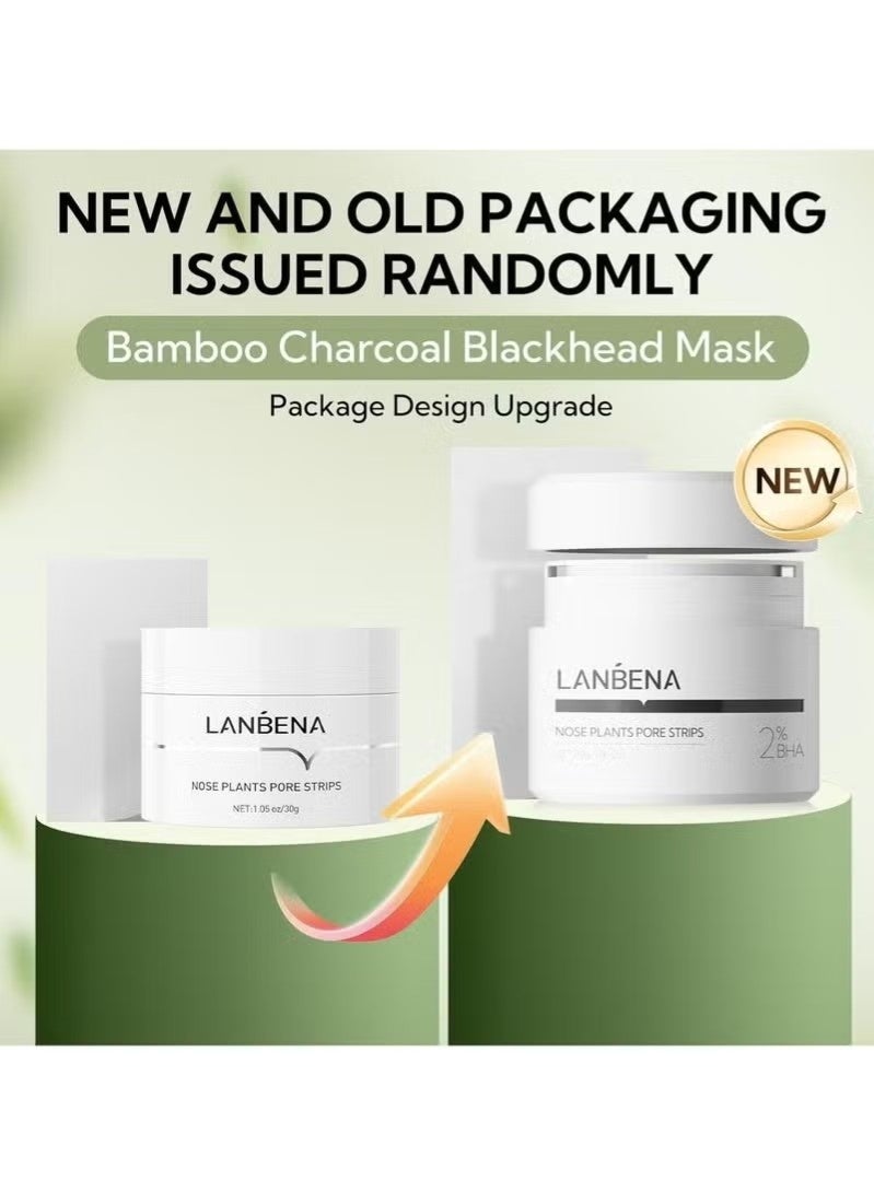 لان بينا 2.0 شرائط المسام الأنف ، قناع إزالة الرأس الأسود مع حمض الساليسيليك ، الطين الأبيض الأمازوني ، منظف المسام تنقية قشر قناع الوجه مع 60 شرائط PCS ، قناع الوجه اللوحة (1.05 أوقية) - Image 2